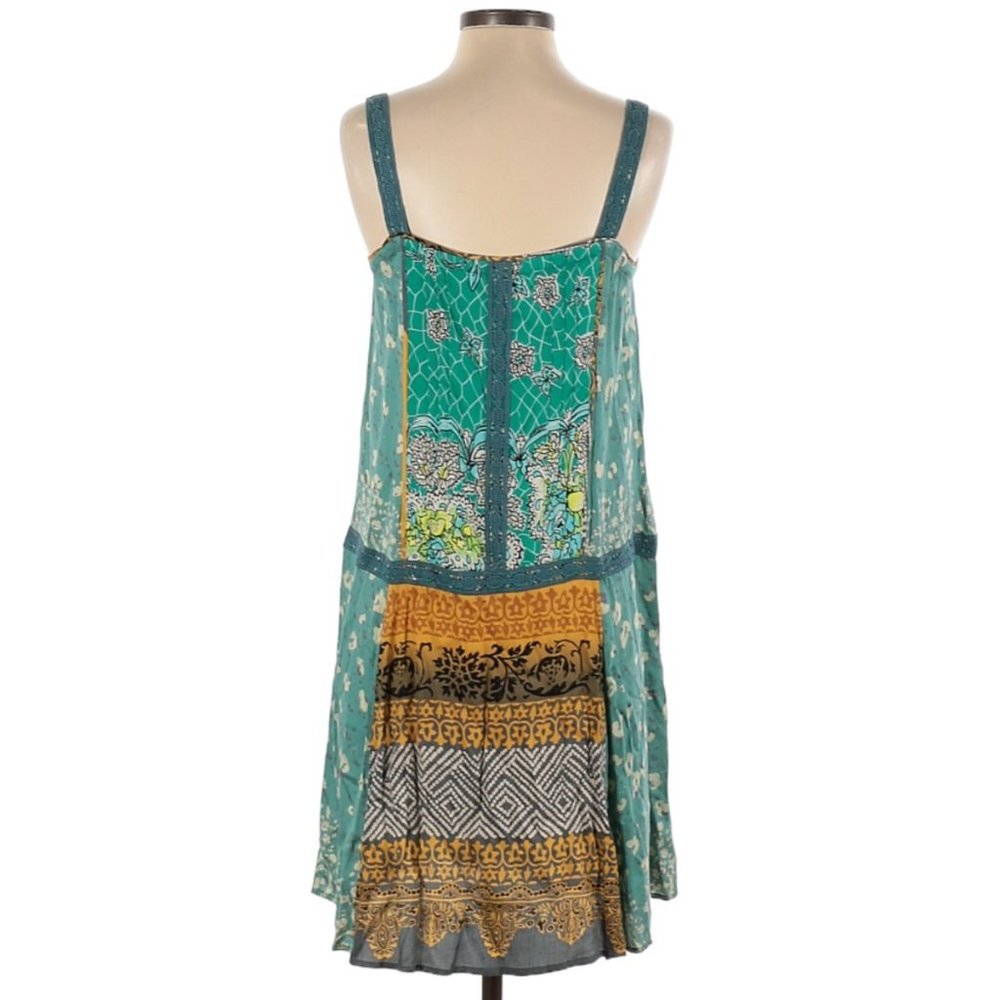 Tiny Embroidered Patchwork Scarf Print Sleeveless… - image 2